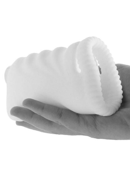 SILICONE RECHARGEABLE MASTURBATING STROKER - WHITE