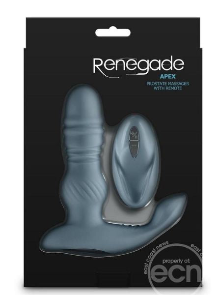 RECHARGEABLE SILICONE PROSTATE MASSAGER WITH REMOTE - GRAY