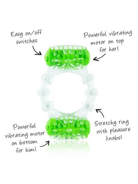 TWO O SILICONE DUAL VIBRATING COCK RING