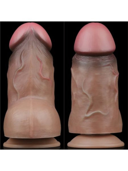 DUAL LAYERED PALTINUM SILICONE COCK - 7 INCH