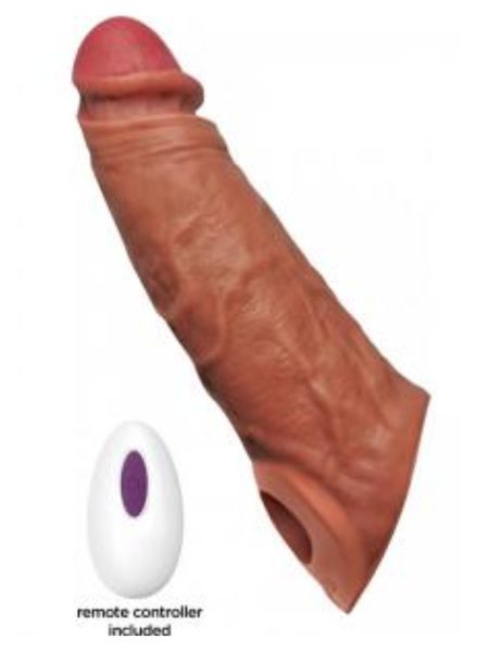 THICK DICK VIBRATING PENIS SILICONE SLEEVE 7 INCH