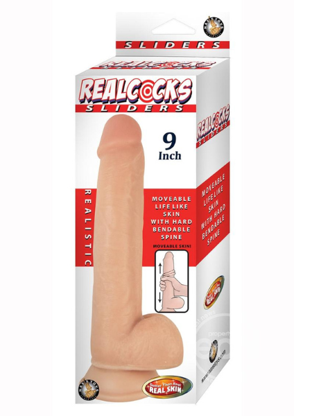 REALCOCKS SLIDERS DILDO WITH BALLS 9IN - VANILLA