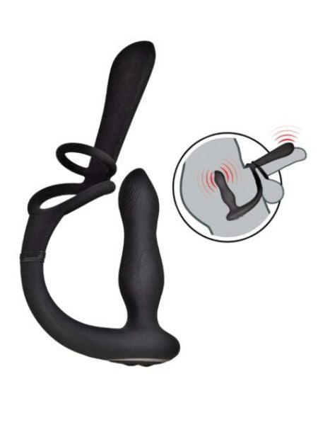 ENHANCER VIBRO PLUG & PENIS SHEATH-BLACK