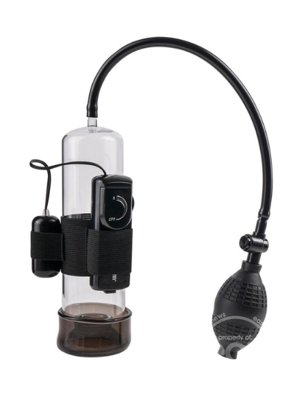 CLASSIX VIBRATING POWER PENIS PUMP - CLEAR AND BLACK