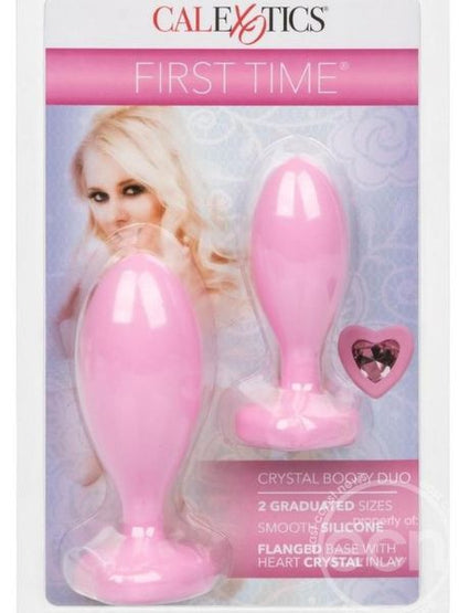 CRYSTAL BOOTY DUO SILICONE ANAL PLUG ( 2 PACK ) - PINK