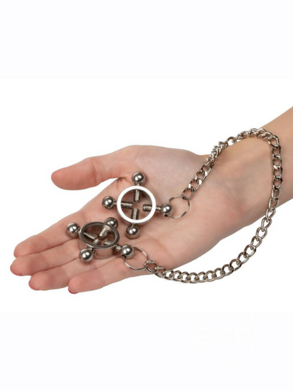 NIPPLE GRIPS 4-POINT NIPPLE PRESS WITH CHAIN - SILVER