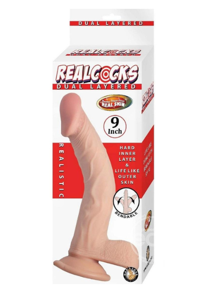 REALCOCKS DUAL LAYERED BENDABLE DILDO 9IN