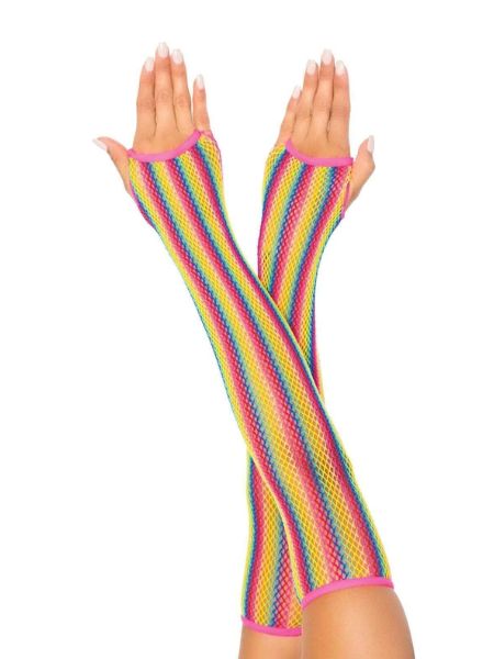 RAINBOW NET FINGERLESS ARM WARMER GLOVES