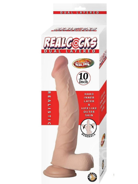 REALCOCKS DUAL LAYERED BENDABLE DILDO 10IN