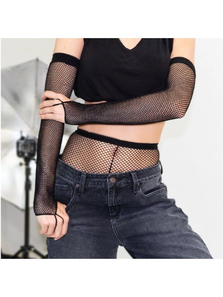 FISHNET ARM WARMER GLOVES WITH FINGER LOOP