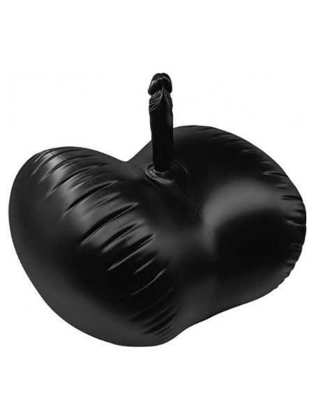 BOUNCY BALLER INFLATABLE CUSHION WITH DILDO AND FOOT PUMP - BLACK
