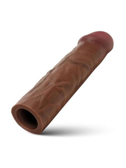 SILICONE PENIS EXTENSION SLEEVE 1.5 INCH - CHOCOLATE