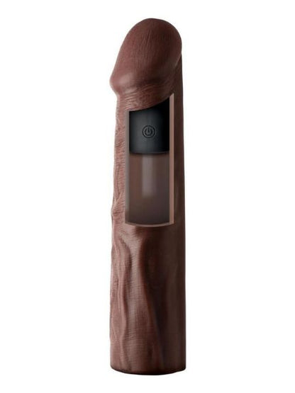 VIBRATING PENIS EXTENSION SLEEVE WITH REMOTE CONTROL - CHOCOLATE