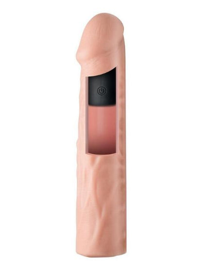 VIBRATING PENIS EXTENSION SLEEVE WITH REMOTE CONTROL - VANILLA