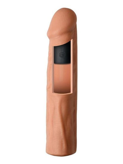 VIBRATING PENIS EXTENSION SLEEVE WITH REMOTE CONTROL - CARAMEL
