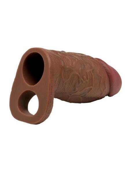 SILICONE PENIS EXTENSION SLEEVE - OPEN TOP - CHOCOLATE