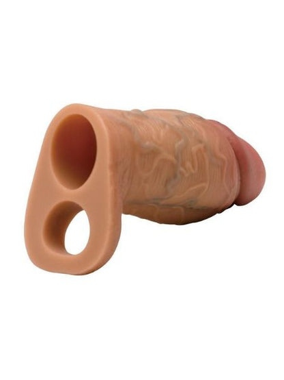 SILICONE PENIS EXTENSION SLEEVE - OPEN TOP - CARAMEL