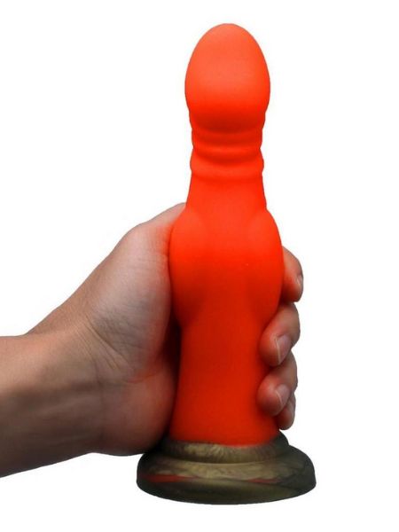 SILICONE COCK WITH SUCTION CUP - ORANGE