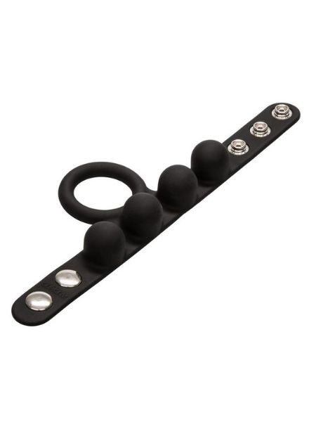 SILICONE MEDIUM WEIGHTED C - RING BALL STRETCHER COCK RING - BLACK