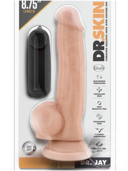 VIBRATING DILDO WITH BALLS AND REMOTE CONTROL 8.75 INCH