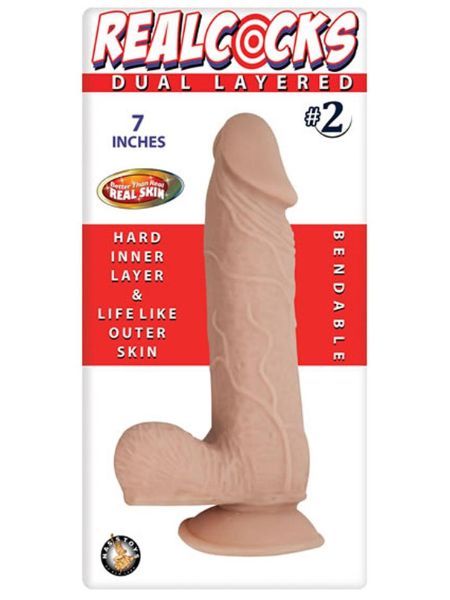 REALLOCKS DUAL LAYERED # 2 BENDABLE DILDO 7 INCH