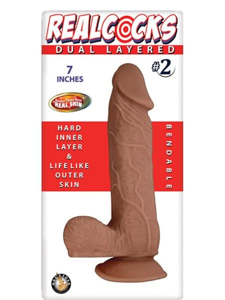 REALLOCKS DUAL LAYERED # 2 BENDABLE DILDO 7 INCH