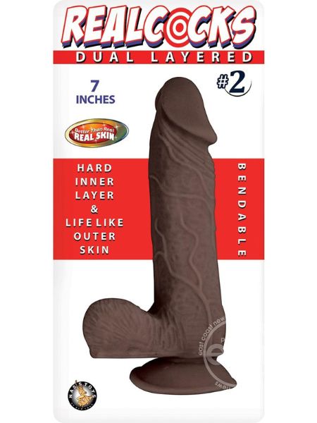 REALLOCKS DUAL LAYERED # 2 BENDABLE DILDO 7 INCH