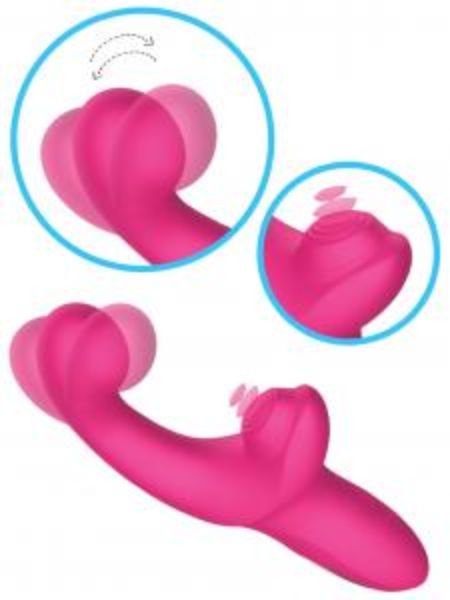 G-SPOT RECHARGEABLE SILICONE VIBRATOR WITH CLITORAL STIMULATOR - RED