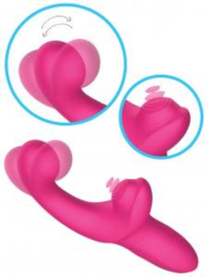 G-SPOT RECHARGEABLE SILICONE VIBRATOR WITH CLITORAL STIMULATOR - RED