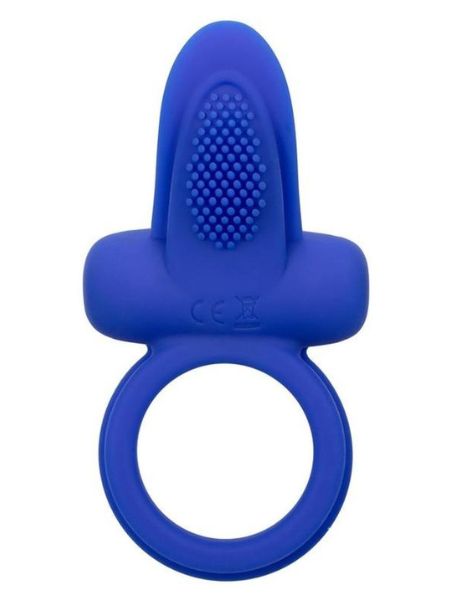 SILICONE RECHARGEABLE DUAL PLEASURE ENHANCER COCK RING - BLUE