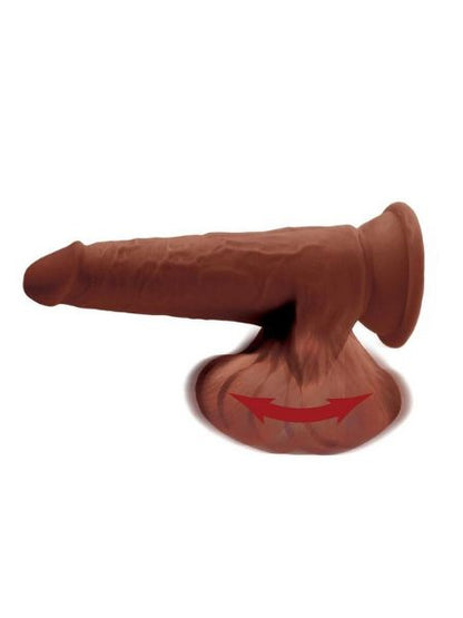 TRIPLE DENSITY DILDO WITH SWINGING BALLS 8 INCH - CHOCOLATE