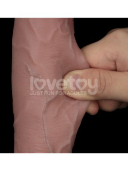10"' SLIDING SKIN DUAL LAYER SILICONE DONG