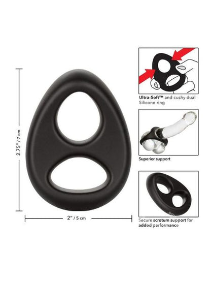 ULTRA-SOFT DUAL RING SILICONE COCK RING- BLACK