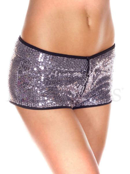 ZIP FRONT SEQUINED BOOTY SHORT