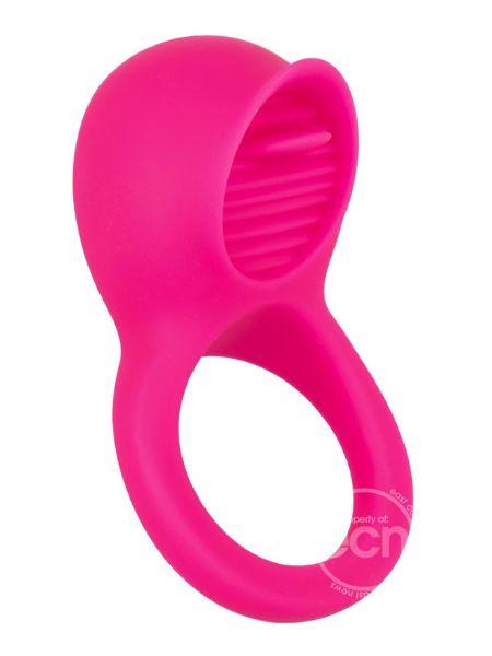 SILICONE VIBRATING TEASING TONGUE ENHANCER COCK RING - PINK