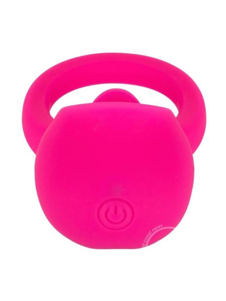 SILICONE VIBRATING TEASING TONGUE ENHANCER COCK RING - PINK