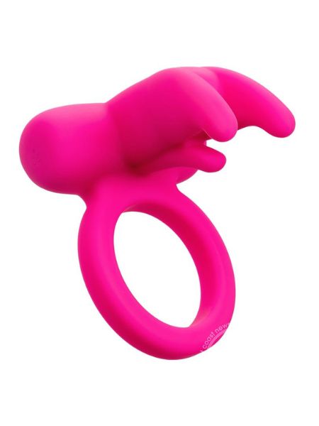 RECHARGEABLE TRIPLE CLIT FLICKER COCK RING - PINK