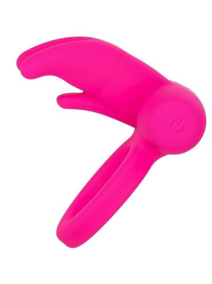 RECHARGEABLE TRIPLE CLIT FLICKER COCK RING - PINK