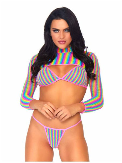 RAINBOW DREAMS FISHNET BIKINI SET