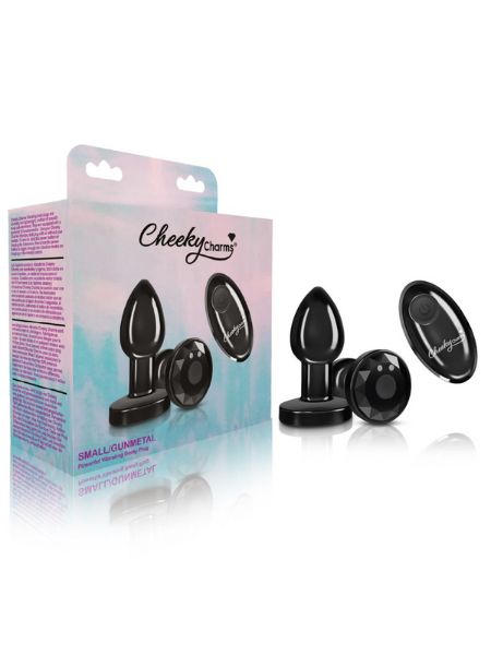 VIBRATING RECHARGEABLE BUTT PLUG WITH REMOTE CONTROL - SMALL - BLACK