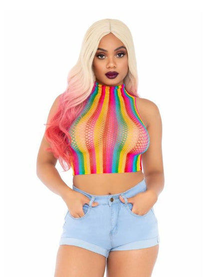 RAINBOW FISHNET CROP TOP