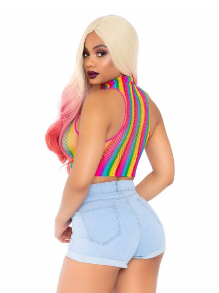 RAINBOW FISHNET CROP TOP