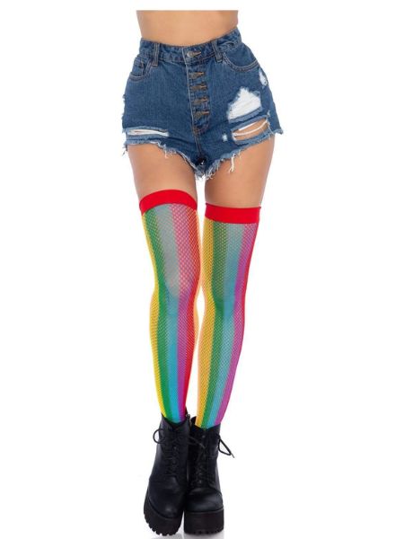 RAINBOW FISHNET THIGH HIGHS