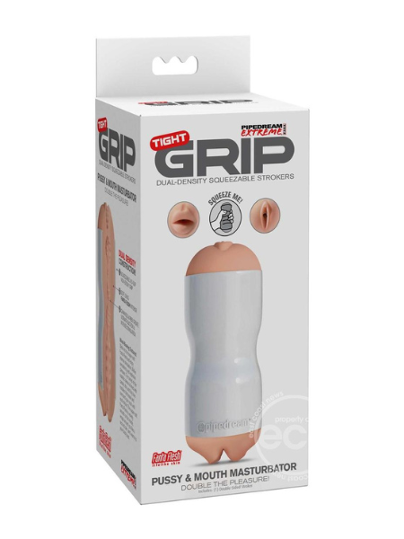 TIGHT GRIP PUSSY & MOUTH MASTURBATOR - PUSSY AND MOUTH - WHITE/VANILLA