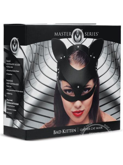 MASTER SERIES BAD KITTEN LEATHER CAT MASK - BLACK