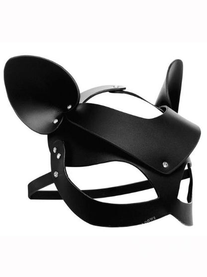 MASTER SERIES BAD KITTEN LEATHER CAT MASK - BLACK