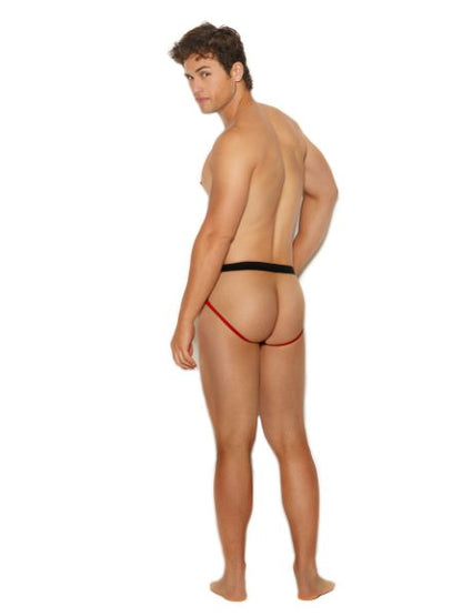 MEN'S FISHNET AND LYCRA JOCK STRAP WITH RED TRIM