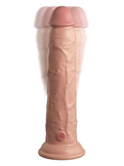 KING COCK ELITE DUAL DENSITY VIBRATING RECHARGEABLE SILICONE DILDO WITH REMOTE CONTROL DILDO 9 IN