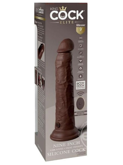 KING COCK ELITE DUAL DENSITY VIBRATING RECHARGEABLE SILICONE DILDO WITH REMOTE CONTROL DILDO 9 IN