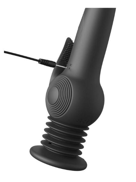 POGO THRUSTER RECHARGEABLE SILICONE RABBIT VIBRATOR - BLACK